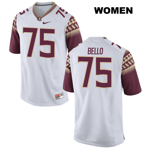 Women's NCAA Nike Florida State Seminoles #75 Abdul Bello College White Stitched Authentic Football Jersey KSH2369DM